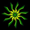 Yellow green flower fractal on black background