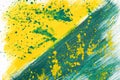 Yellow-green hand-painted gouache stroke daub texture