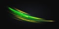 Yellow green light abstract effect, curve shape neon speed motion. Royalty Free Stock Photo