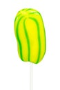 Yellow-green lollipop on white background Royalty Free Stock Photo