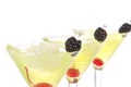 Yellow green martini cocktails row Royalty Free Stock Photo