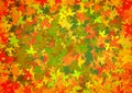 Yellow green orange colorful leaves pattern Royalty Free Stock Photo