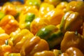 Yellow and green peppers at the market Royalty Free Stock Photo