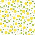 Yellow and green polka dots isolated on white background. Seamless pattern. Royalty Free Stock Photo