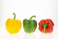 Yellow, green and red bell peppers