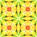 Yellow green red square seamless tile. Warm toned polished abstract texture. Detailed shiny background illustration. Textile print Royalty Free Stock Photo