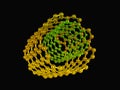 Yellow and green reflective nanotubes on black