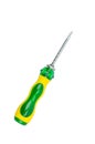 Yellow and green screwdriver isolated on white background with clipping path Royalty Free Stock Photo