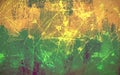 Yellow and green scribble brush strokes background