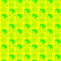 Yellow and green Seamless pattern with mail envelopes and shining rays on a  background. Hand drawn  illustration for design Royalty Free Stock Photo