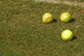 Yellow-green Softballs On Green Grass