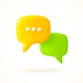 Yellow and green speech bubble. Dialogue concept design. Vector.