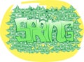 Yellow and green spring graffit Royalty Free Stock Photo