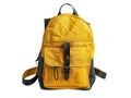 Yellow and Grey Canvas Backpack with Leather Buckle rucksack Royalty Free Stock Photo