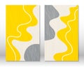 Yellow, grey colors. Modern abstract painting. Set of fluid geometric shapes. Hand drawn watercolor effect shapes. Home Royalty Free Stock Photo