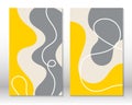 Yellow, grey colors. Modern abstract painting. Set of fluid geometric shapes. Hand drawn watercolor effect shapes. Home Royalty Free Stock Photo