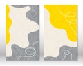 Yellow, grey colors. Modern abstract painting. Set of fluid geometric shapes. Hand drawn watercolor effect shapes. Home Royalty Free Stock Photo