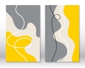 Yellow, grey colors. Modern abstract painting. Set of fluid geometric shapes. Hand drawn watercolor effect shapes. Home Royalty Free Stock Photo