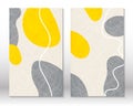 Yellow, grey colors. Modern abstract painting. Set of fluid geometric shapes. Hand drawn watercolor effect shapes. Home Royalty Free Stock Photo