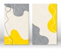 Yellow, grey colors. Modern abstract painting. Set of fluid geometric shapes. Hand drawn watercolor effect shapes. Home Royalty Free Stock Photo