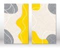 Yellow, grey colors. Modern abstract painting. Set of fluid geometric shapes. Hand drawn watercolor effect shapes. Home Royalty Free Stock Photo