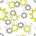yellow and grey gears on a white background