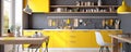 Yellow and grey kitchen modern design inetrior