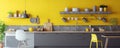 Yellow and grey kitchen modern design inetrior