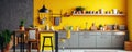 Yellow and grey kitchen modern design inetrior