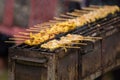 Yellow grilled Satay, Pork satay Royalty Free Stock Photo