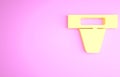 Yellow Groin guard for martial arts icon isolated on pink background. Minimalism concept. 3d illustration 3D render