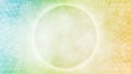 Yellow, green, blue abstract line art sacred geometry, vortex frame, textured bokeh background