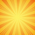 Yellow grunge sunbeam background. Sun rays abstract wallpaper. Surface pattern design with symmetrical lines ornament.