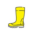 Yellow gumboots line icon