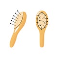 Yellow hairbrushes set illustrations in doodle style. Cartoon y2k comb set for hair.