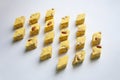 Yellow halva slices on white background