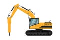Yellow hammer backhoe loader on white background Royalty Free Stock Photo
