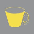 Yellow hand drawing outline vector illustration of a cup for hot tea or coffee isolated on a gray background Royalty Free Stock Photo