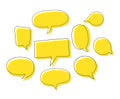 Yellow hand drawn speech bubbles. vector illustration Royalty Free Stock Photo