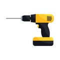 Yellow hand drill icon, cartoon style Royalty Free Stock Photo
