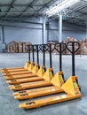 Yellow Hand Pallet Trucks Royalty Free Stock Photo