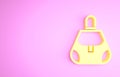 Yellow Handbag icon isolated on pink background. Female handbag sign. Glamour casual baggage symbol. Minimalism concept