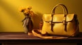 Yellow Handbag And Vase: Realistic Still Life With Dramatic Lighting