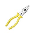 Yellow handled combination pliers tool for repair and construction projects Royalty Free Stock Photo