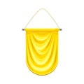 Yellow hanging pennant. Blank fabric flag, advertising banner vector illustration