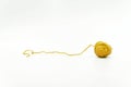 Yellow hank wool yarn isolated on white background Royalty Free Stock Photo