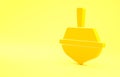 Yellow Hanukkah dreidel icon isolated on yellow background. Minimalism concept. 3d illustration 3D render