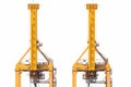 Yellow harbor cranes in shipyard isolate on white background Royalty Free Stock Photo
