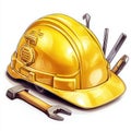 Yellow Hard Hat Construction Tools Safety Work Royalty Free Stock Photo