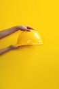 Yellow hard hat for construction worker Royalty Free Stock Photo